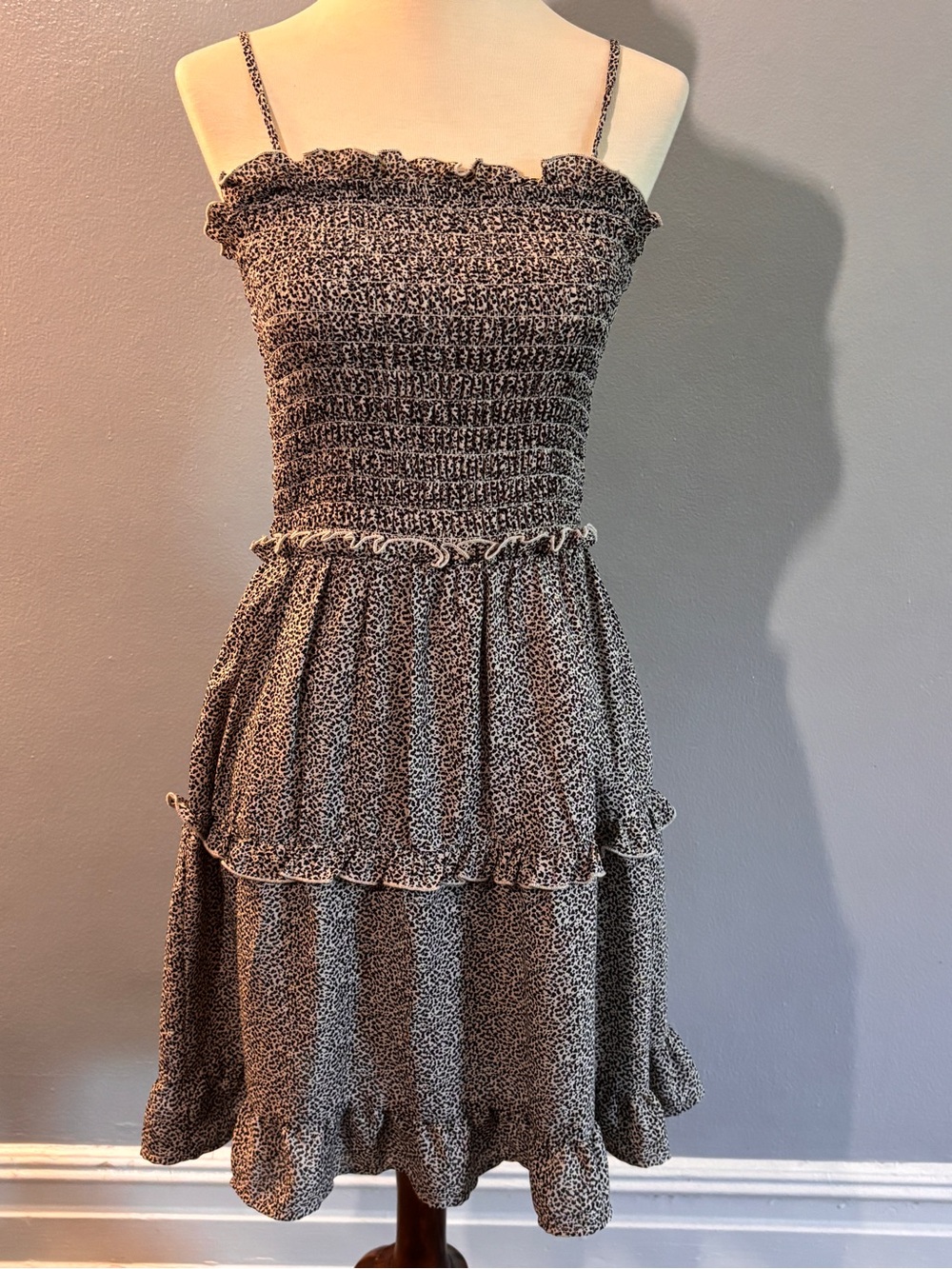 Sienna Sky Black Smocked Ruffle Dress